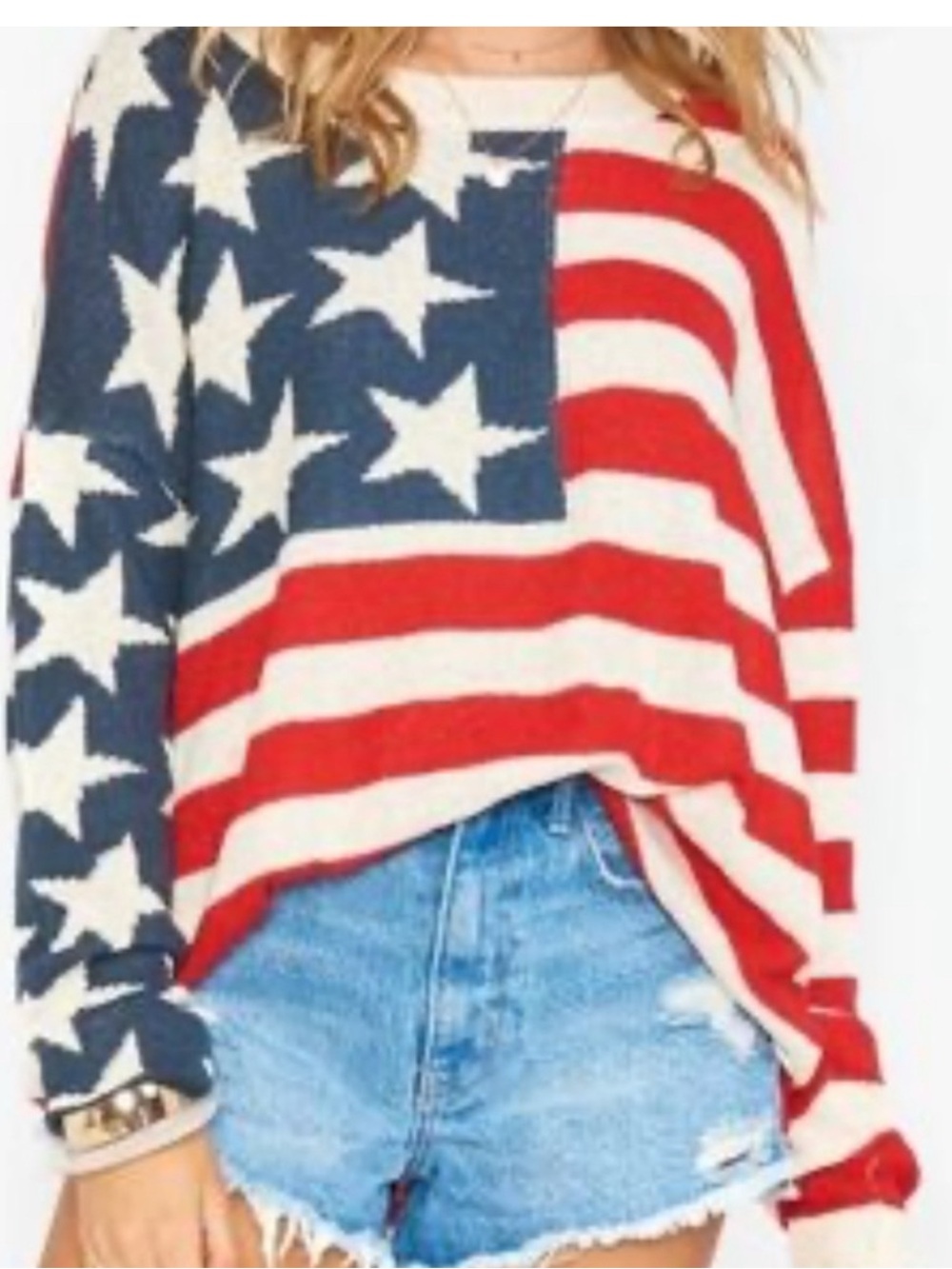 Show Me Your MuMu Americana Star & Stripe Knit Sweater - Red, White, Blue